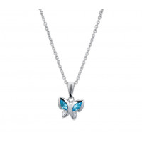 Silver Blue Topaz Butterfly Pendant & 18" Chain UN-MK-950BT
