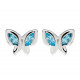 Silver Blue Topaz Butterfly Stud Earrings UN-ME-950BT