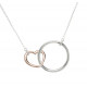 Silver With Rose Gold Plate Embelishment Heart & Circle Pendant & 18" Chain UN-MK-638